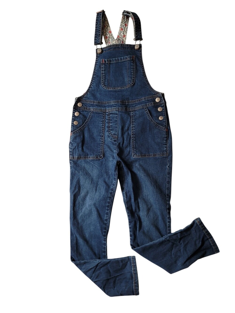 Mini Boden Girls 9/10 Dark Denim Overalls Jean Bibs Cotton Stretch